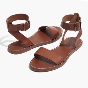 Madewell The Boardwalk Leather Sandals Women's Size 7 Ankle Strap Like New